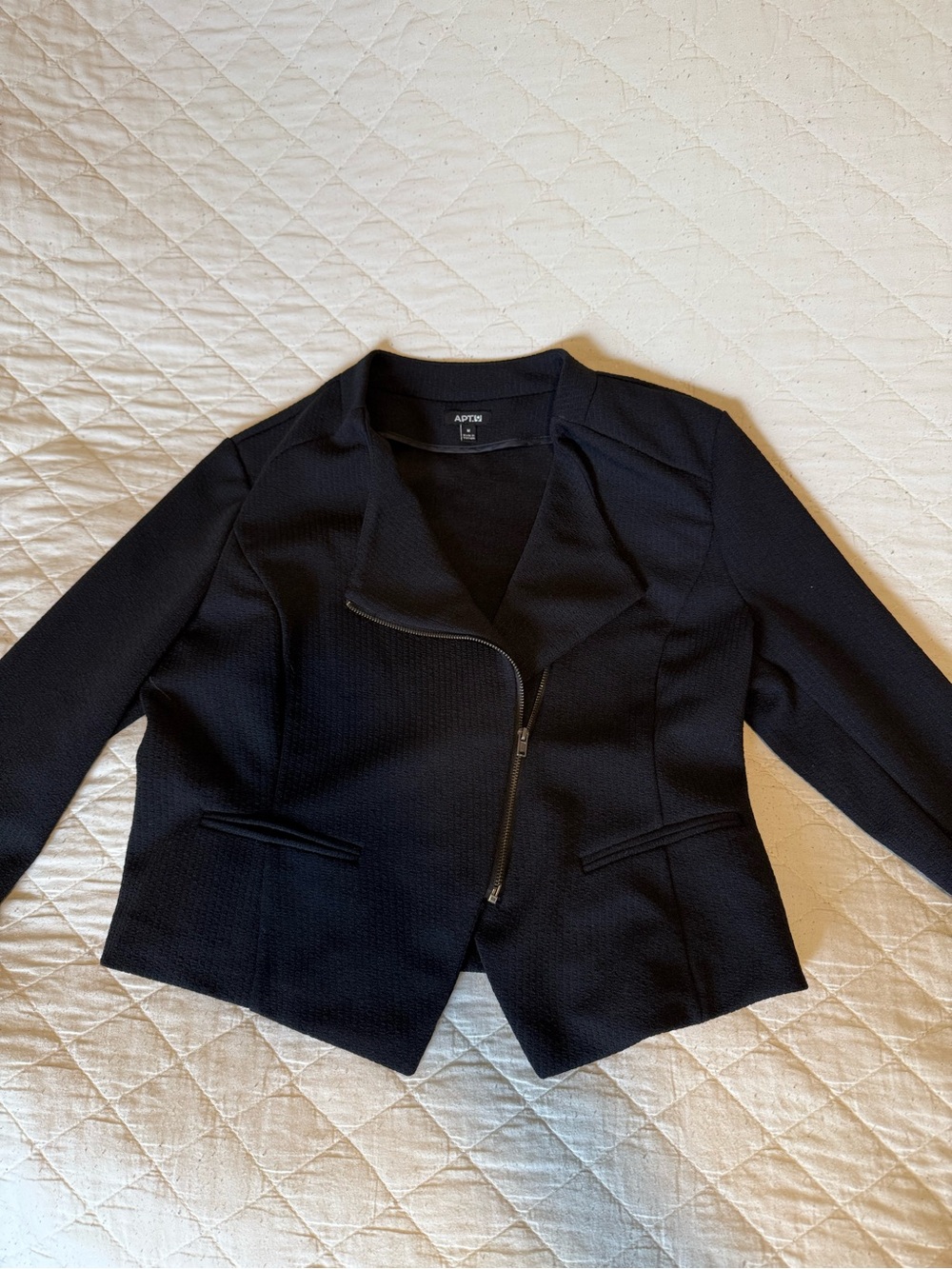 Apt. 9 Black Asymmetrical Zip Moto Blazer Jacket Women’s Medium